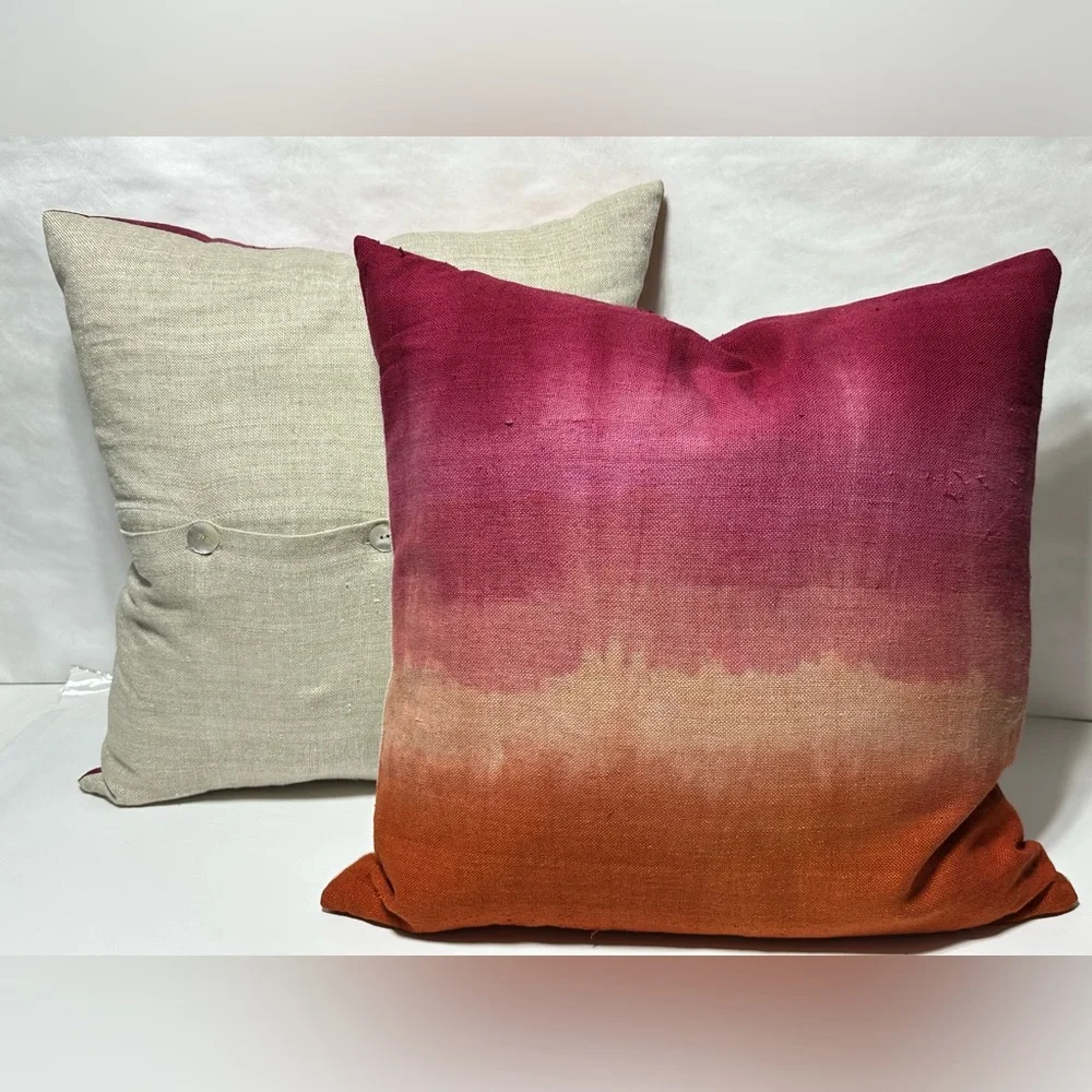 Orange and Pink Ombre Throw Pillows